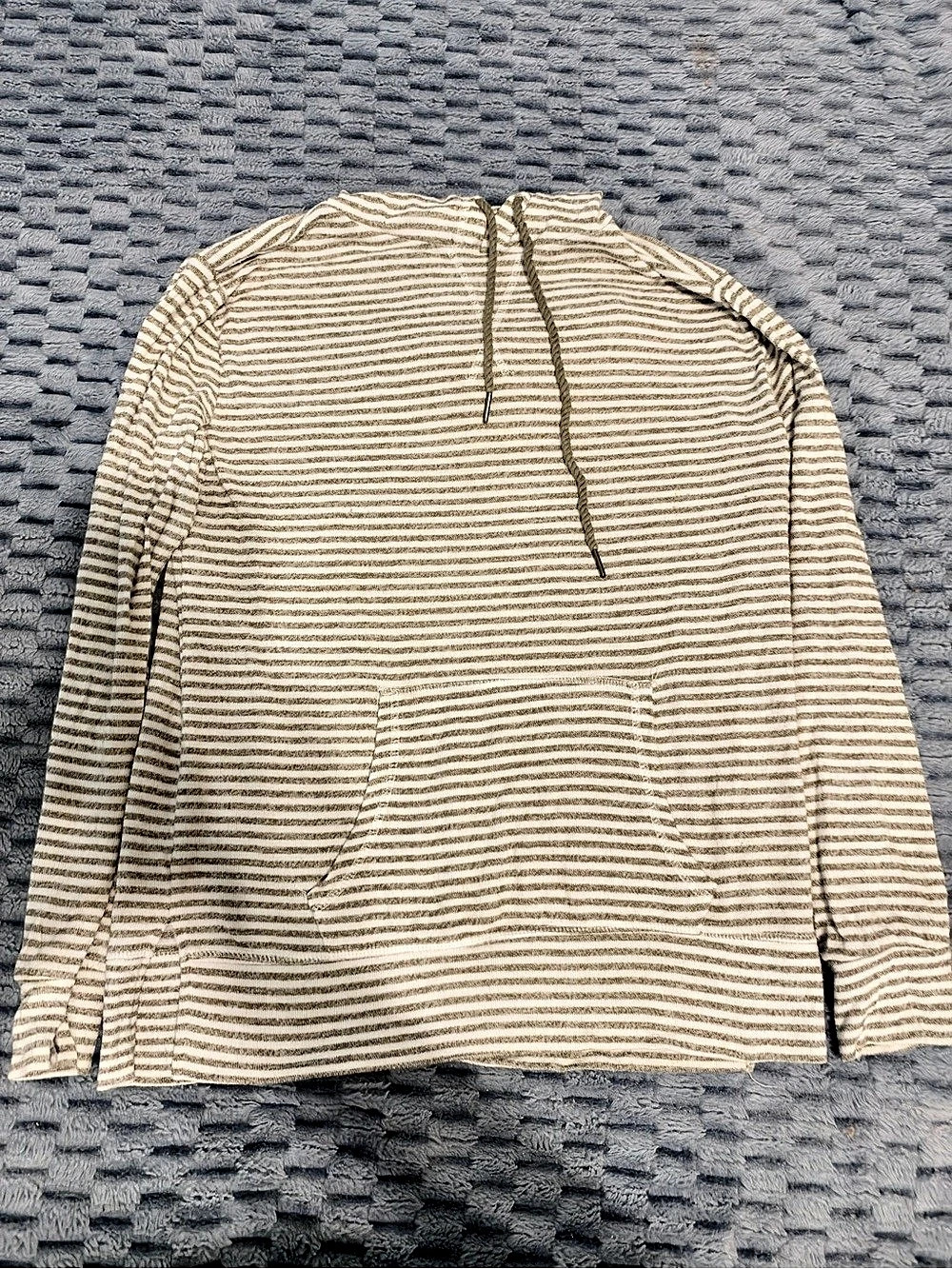 Warm & Cozy Lifestyle Striped Hooded Top Beige & White Medium